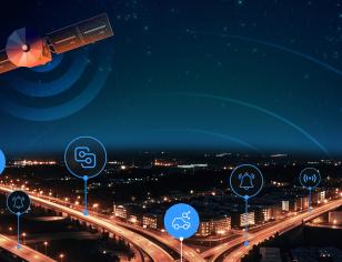 Image depicting satellite over roadway