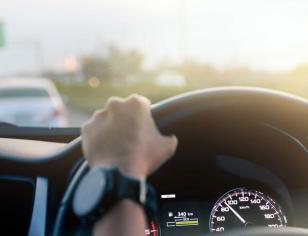Driver’s view of traffic ahead during daylight